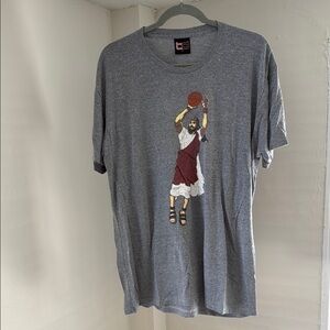 Gray Graphic T-Shirt with Basketball Print
